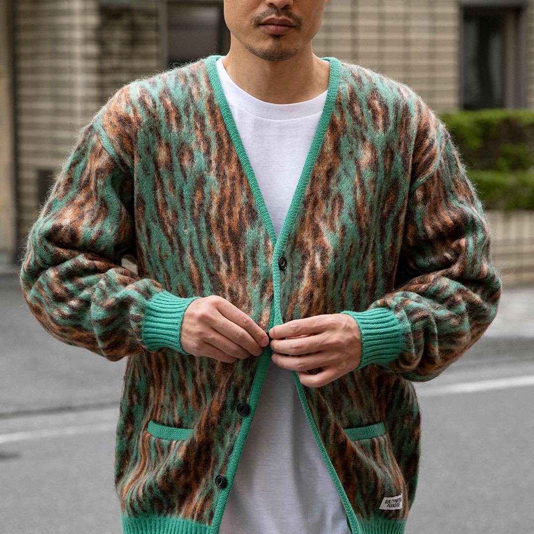 肩幅約43センチワコマリア MOHAIR CARDIGAN 中指 バーガンディ レア ...