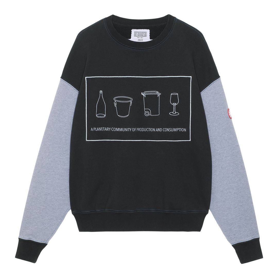 WASTE GRID CREW NECK GREY - C.E (シー・イー) - tops (トップス 