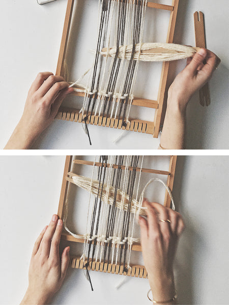 weaving patterns on a frame loom - kaliko