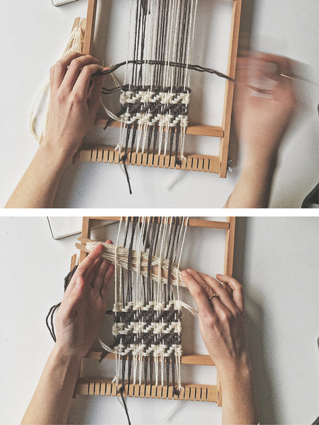 weaving patterns on a frame loom - kaliko