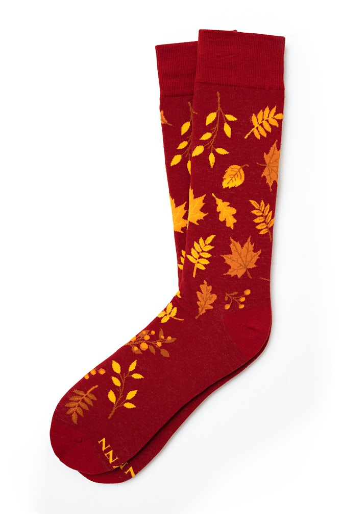 Image of Leaf Me Alone red Carded Cotton Sock