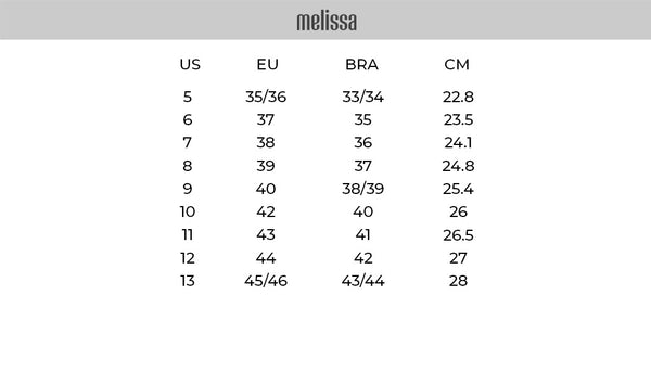 Size Chart – Melissa Philippines