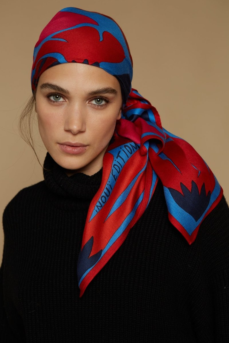 Silk and Modal Square Scarf - Folk - Red – Inoui Editions Europe