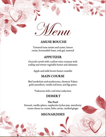 Menu - Valentine's Day | Signatures Restaurant