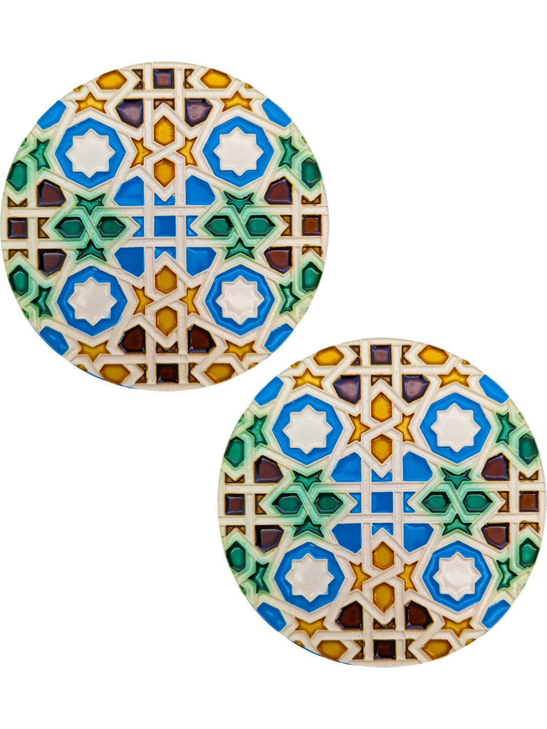 Hand Painted Ceramic Tile Coasters - Qartaj