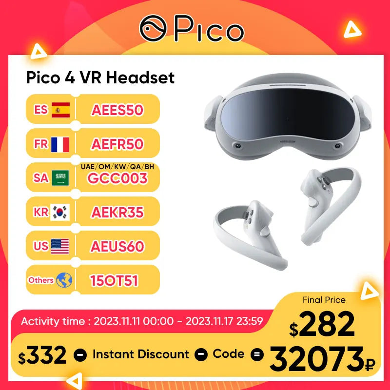 100% Original Pico 4 VR Headset All-In-One Virtual Reality Headset Pico4 3D VR Glasses 4K+ Display For Metaverse & Stream Gaming