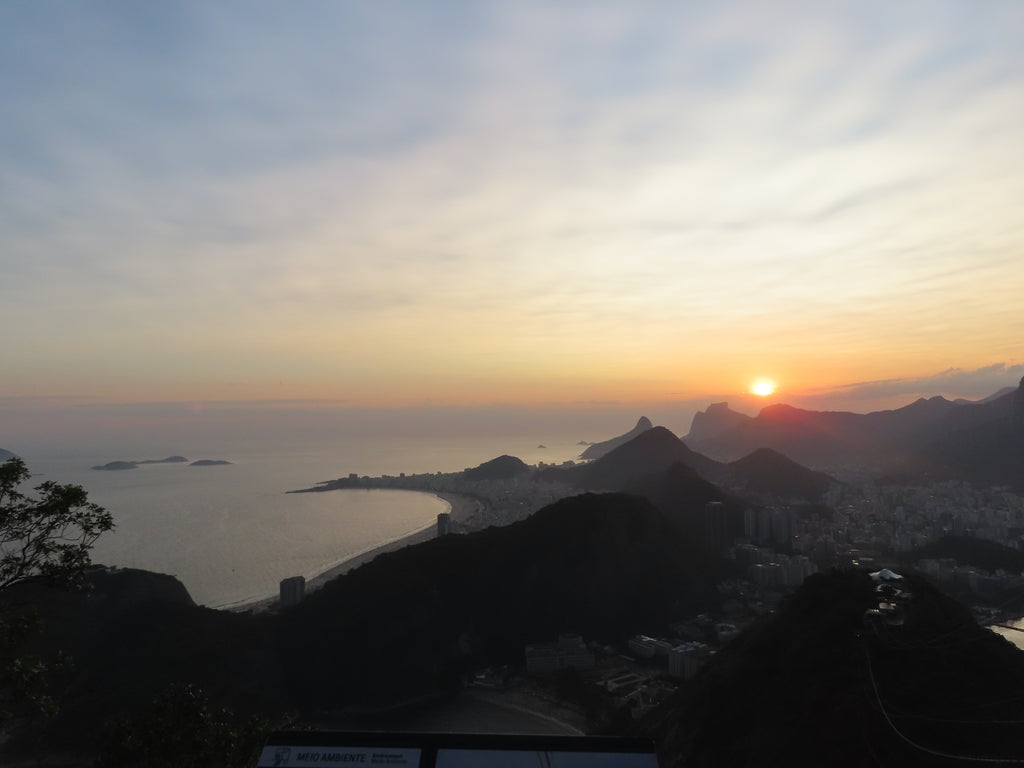 Sunset views from the top of Sugarloaf Mountain in Rio Janeiro Brazil