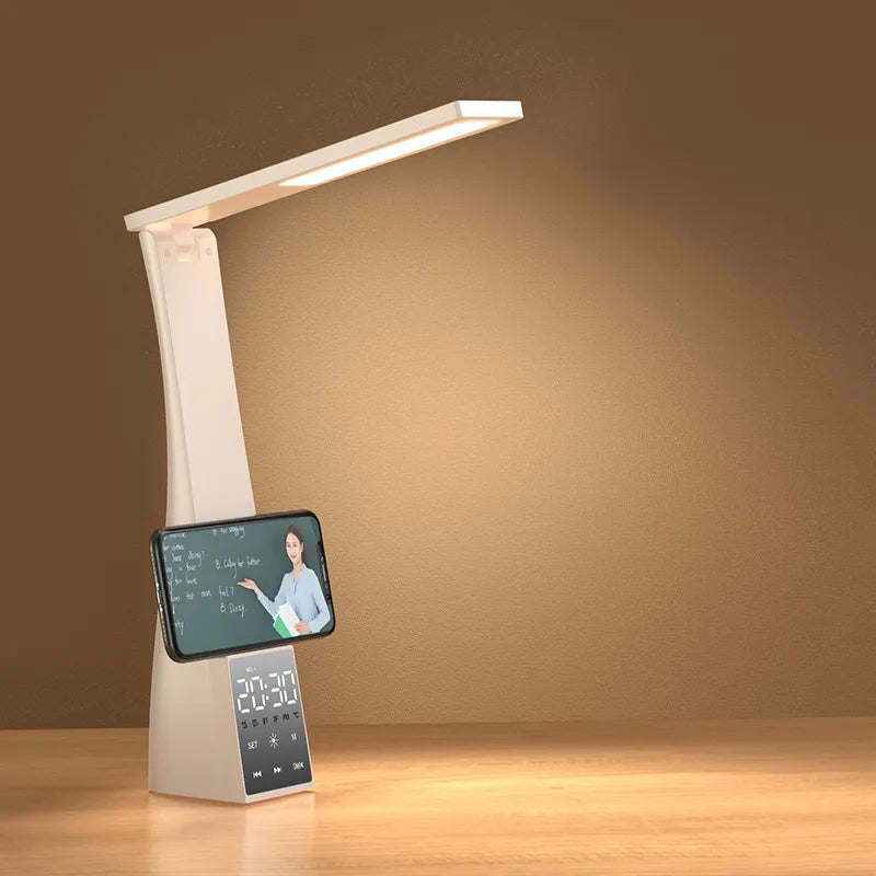 Yeknu - Table Lamps Led With Alarm Clock Stepless Dimming Temperature Bluetooth Speaker Touch Foldable USB Bedroom Night Light Desk Lamp