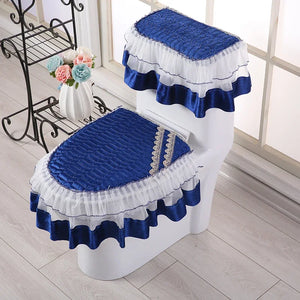 Yeknu Three Piece Toilet Mat Set European Lace All-season Universal Seat Cushion Cover Toilet Toilet Cover for Winter Household Use - Yeknu - Glow In The Dark Toilet Seat