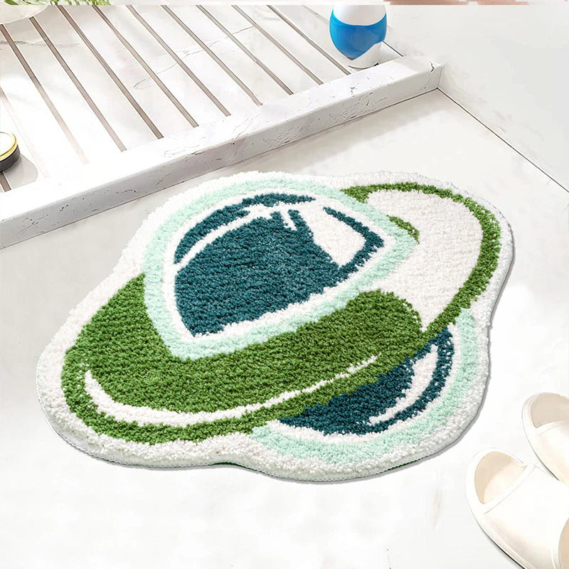 Yeknu Creative Cartoon UFO Thickened Tufted Carpet Quick-drying Absorbent Microfiber Floor Mat Shaped Household Bathroom Door Mat