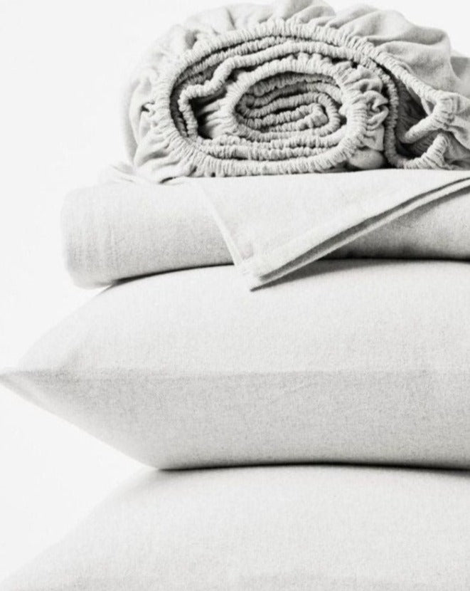 Cloud Brushed Organic Cotton Flannel Sheet Set Twin Sheet Set / Alpine White