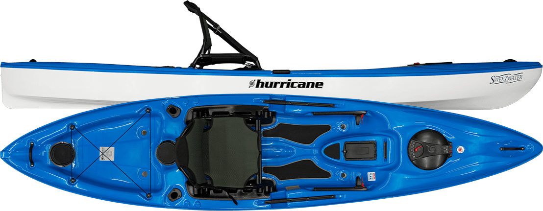 A full view of the Hurricane Sweetwater 126 in blue