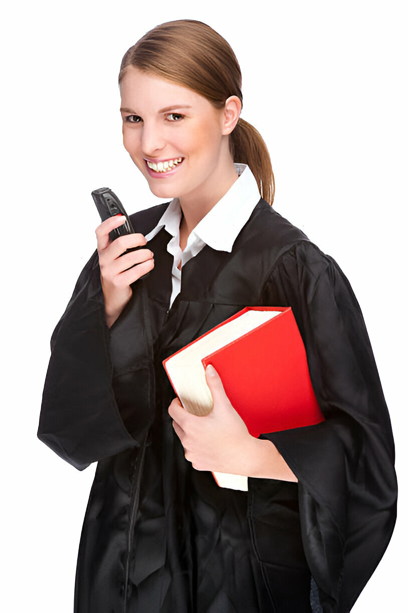 lawyer uses dictaphone