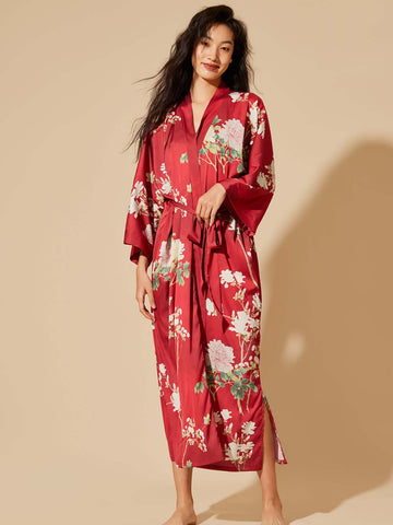 Floral Red Kimono Robe