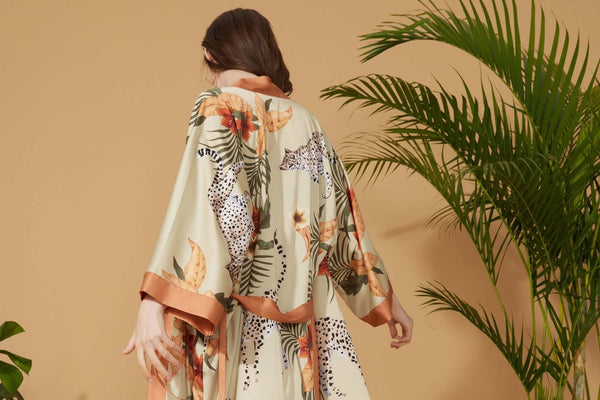 Orange Leopard Kimono Robe