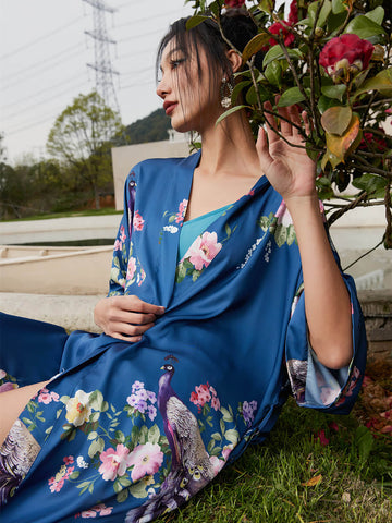 Peacock Blue Kimono Robe