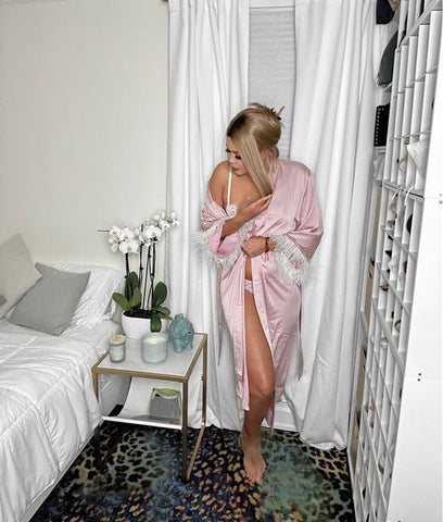 Pink Feather Bridal Robe