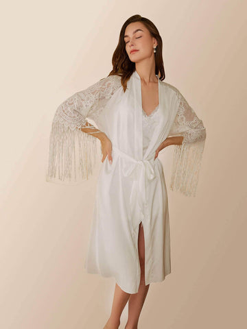 Tassle Bridal Robe White - ulivary