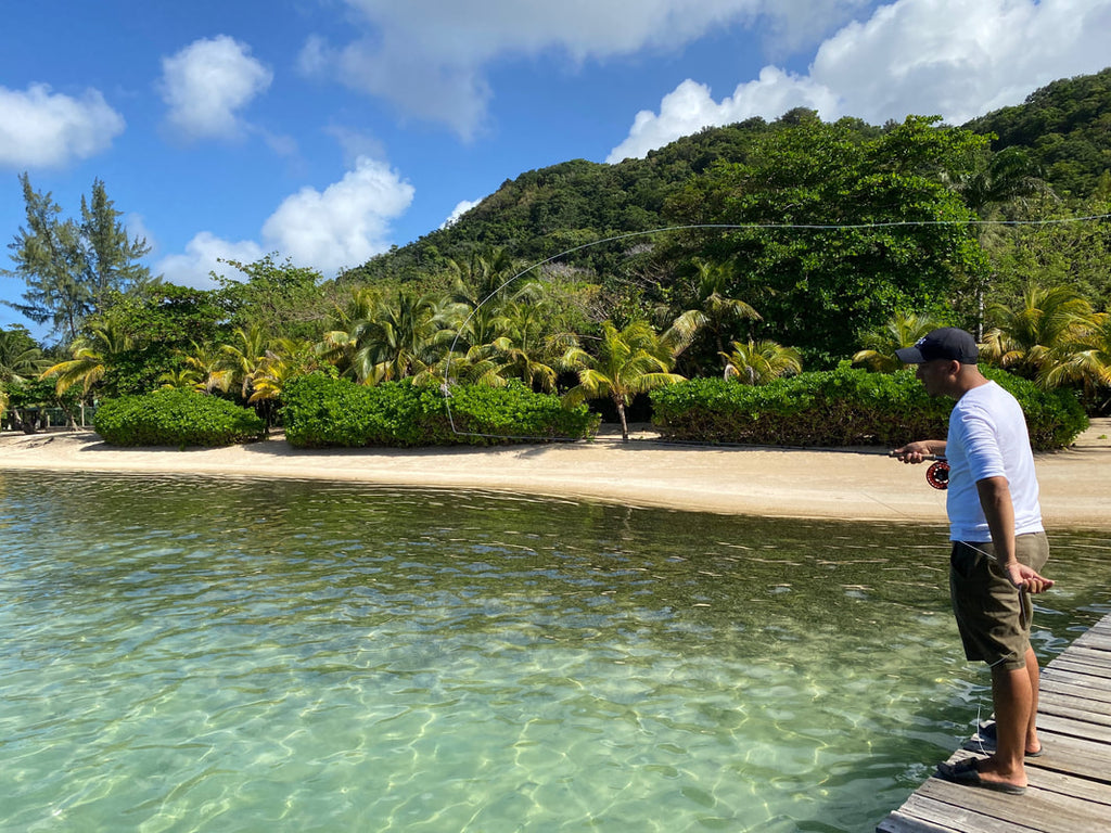 Fly Fishing Off Dock on Guanaja, Honduras