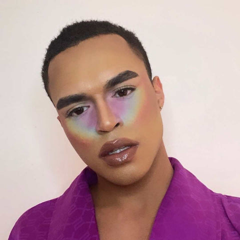 pride rainbow makeup under eyes on miguel