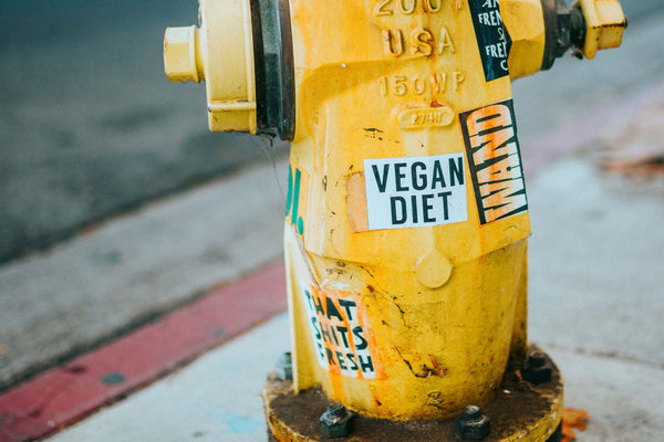vegan diet sticker on fire hydrant