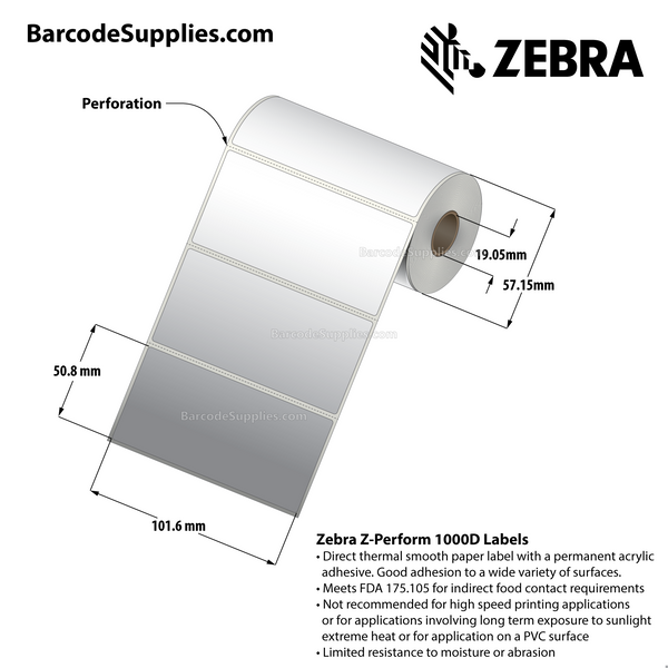 Zebra 3 x 2 Mobile Printer Labels LV-10001962