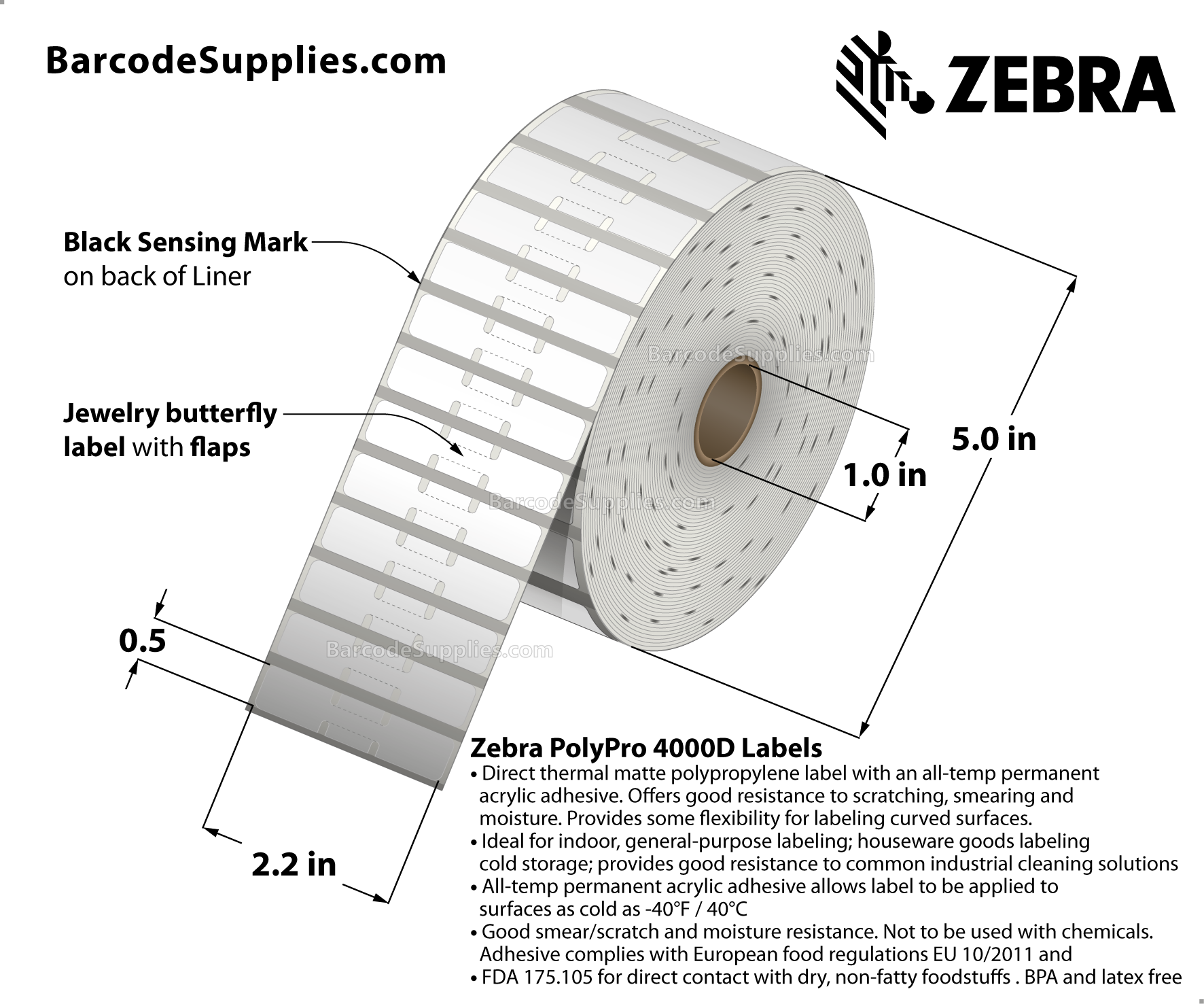 Zebra Jewelry Labels - Barbell Style - LV-10010064 