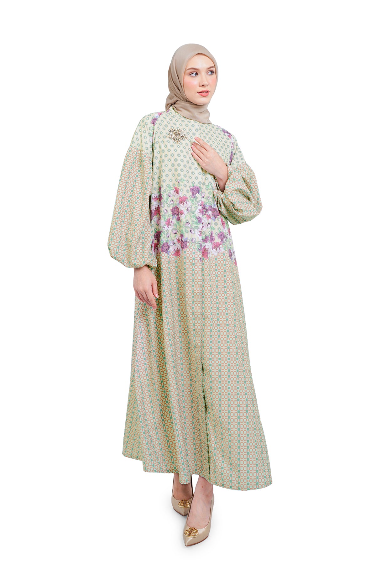 Dreamtale Aaira Muslimah Wear Dress Muslimah Plain Kaftan with Two Pockets  Kaftan Dress Como Crepe Abaya