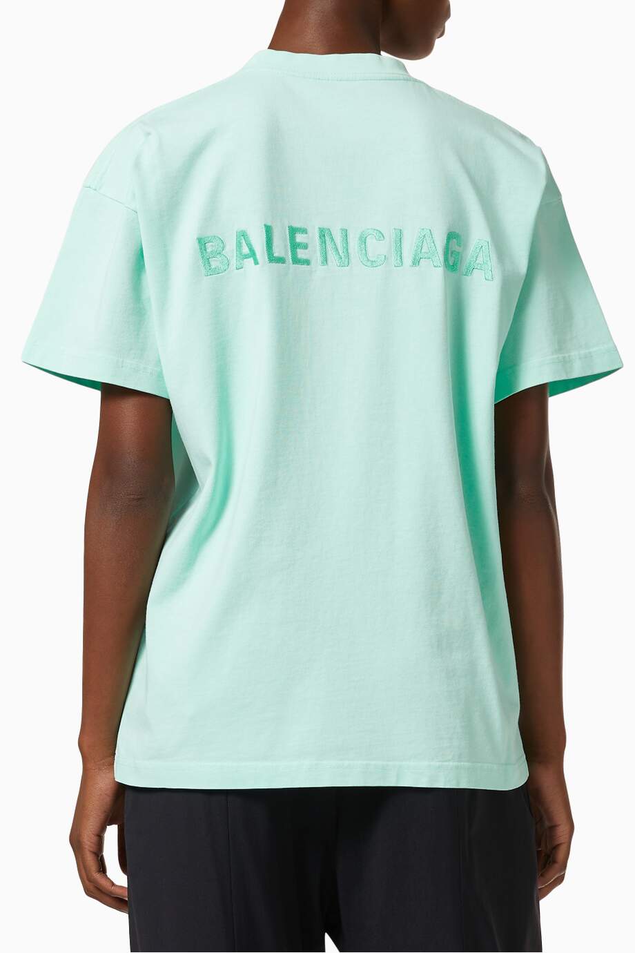 Buy Balenciaga Distressed Logoprint Tshirt  Green At 30 Off   Editorialist