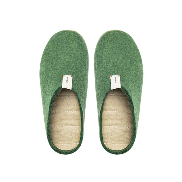 green wool slipers