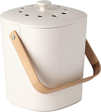 white and brown food waste bucket