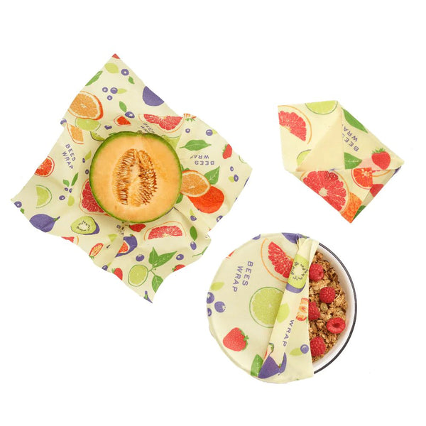 Three beeswax wraps for food