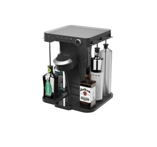 Product image of the cocktail maker, with all five liquors attached