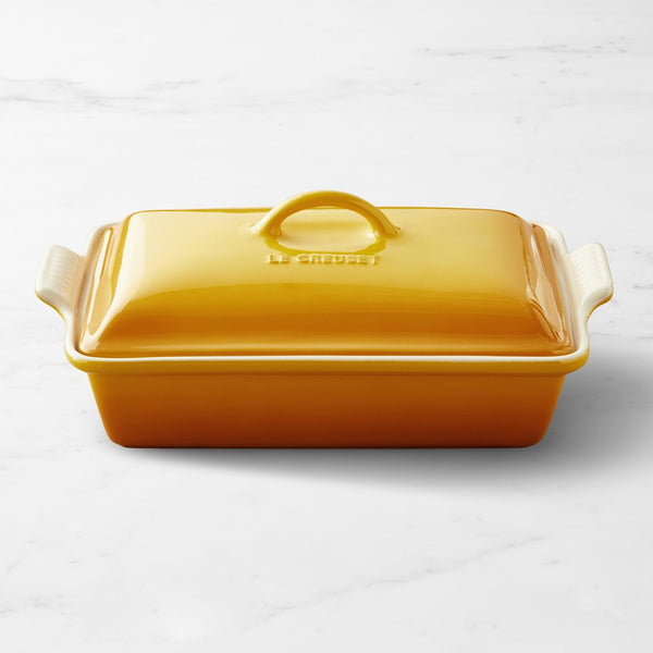 Bright yellow stoneware baking dish