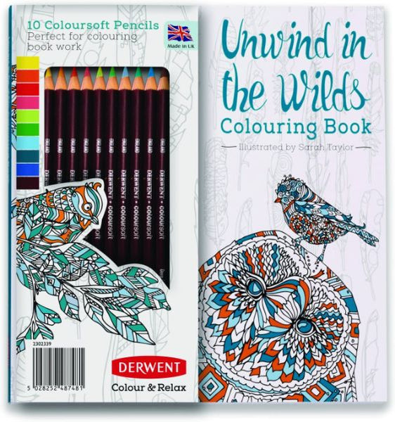 Adult coloring book with colored pencils