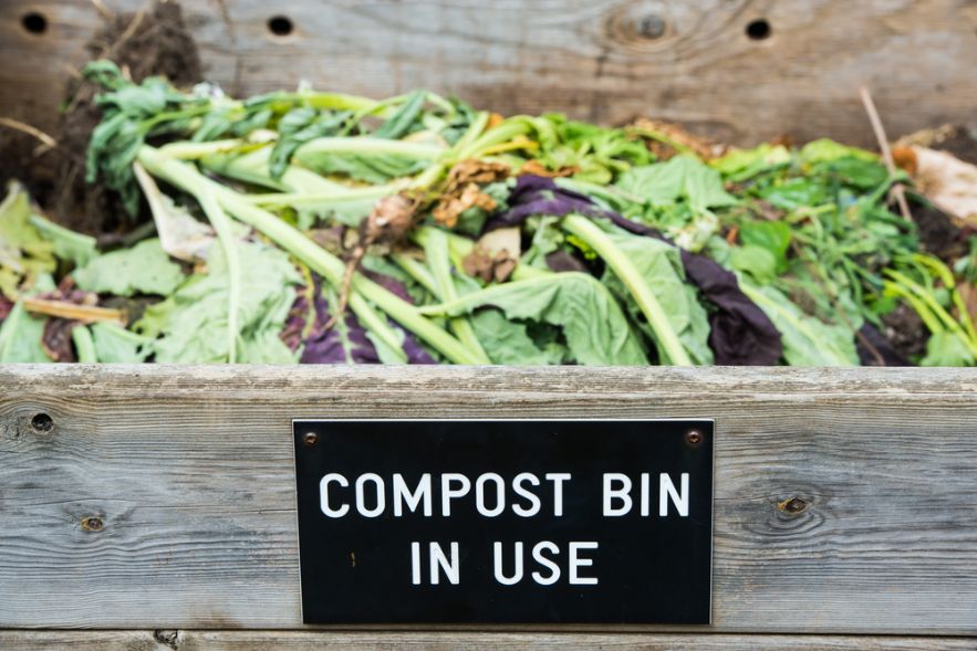 wooden bin in use for composting