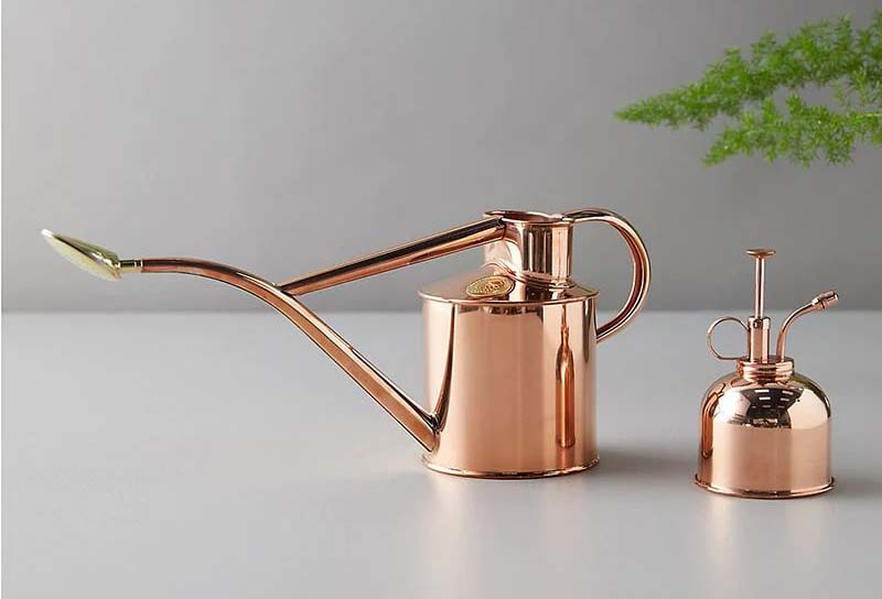 Rose gold pink copper watering can mister set