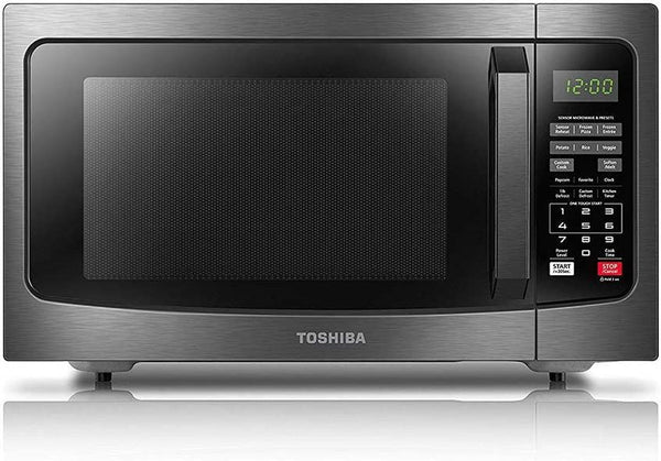 Black and silver microwave oven