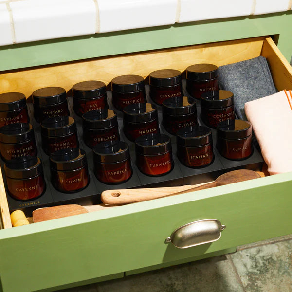 Sleek spice rack inside drawer