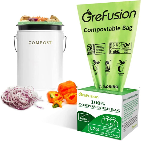 Compostable Trash Bags, 1.2 Gallon, 125 Total Count, Sturty Kitchen Fo –  Grefusion Compostable Bags