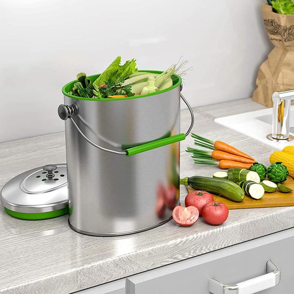 Utopia Kitchen Stainless Steel Compost Bin for Countertop - 1.3