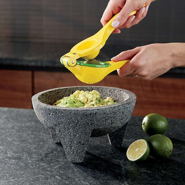 Guacamole made in stone mortar and pestle