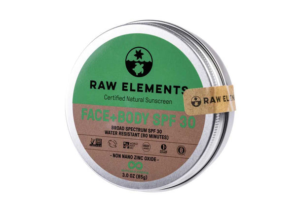 A recyclable tin of natural face and body SPF sunscreen