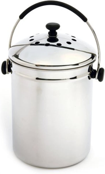 silver and black food waste caddy