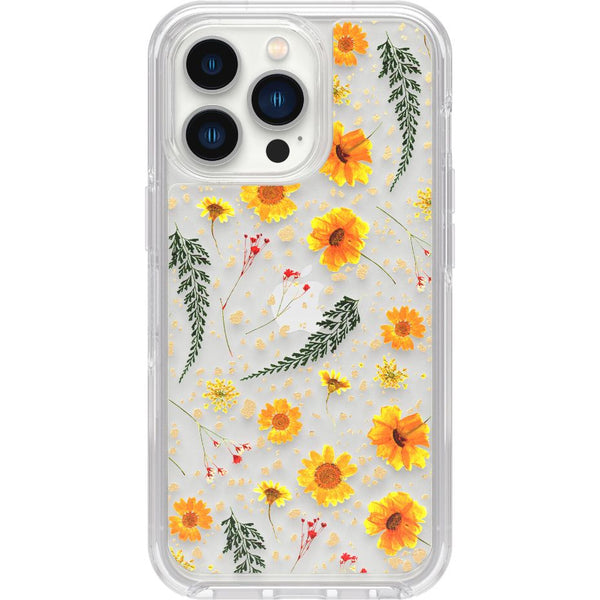 clear phone case with yellow flowers and ferns on it