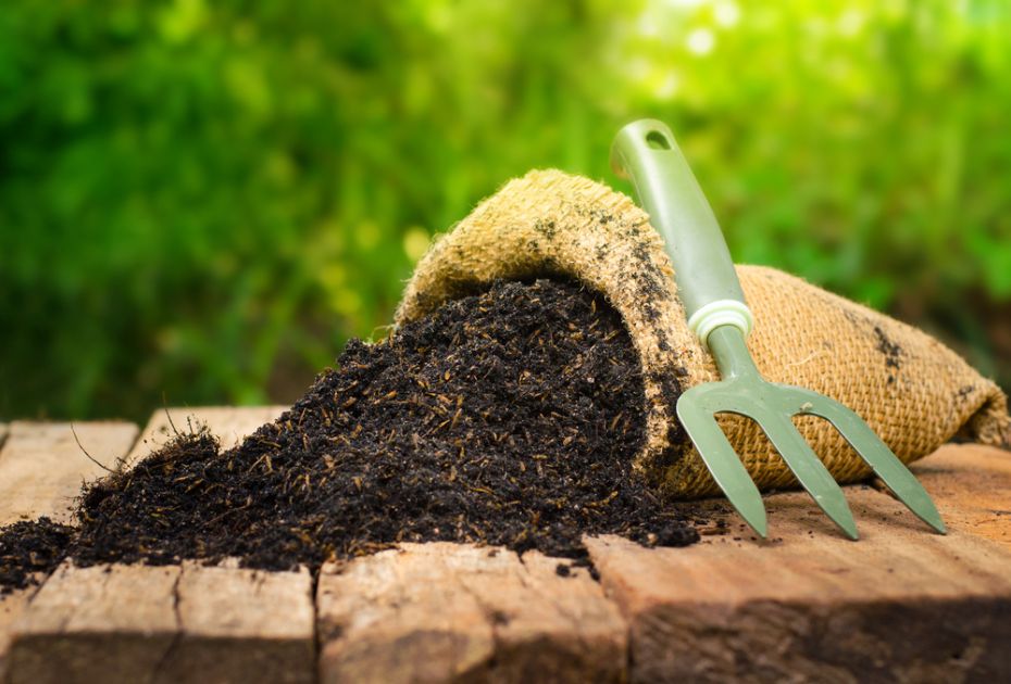 Soil falling out of a burlap bag