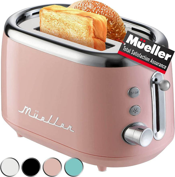 Pink retro toaster with toast