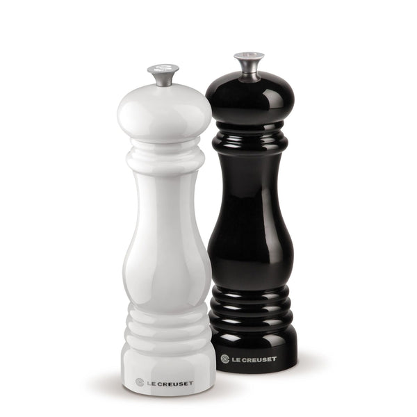 Black and white salt and pepper mill