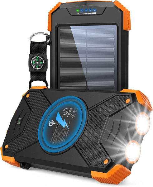 Solar powered phone charger with light