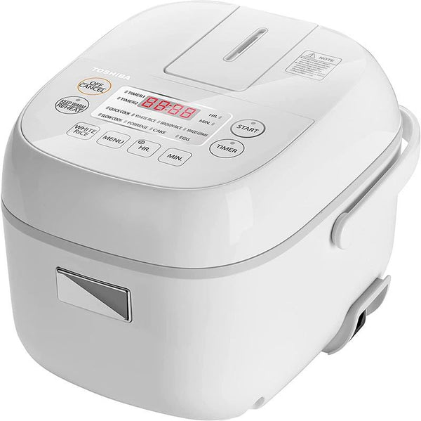 A white rice cooker on a white background
